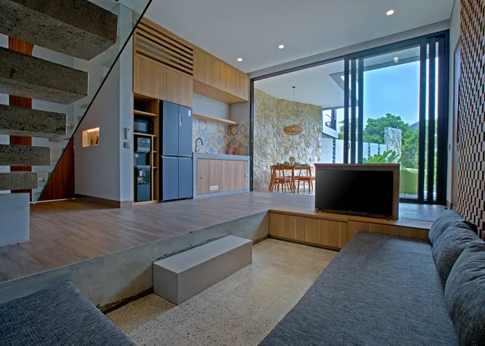 Living room of Padi Padi Villas in Ubud, Bali — professional interior villa photography