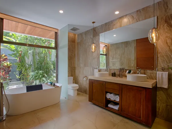 Bathroom at Ocean Friends Villa, Pererenan, Bali — luxury villa photography