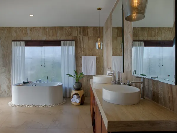 Bathroom at Ocean Friends Villa, Pererenan, Bali — luxury villa photography